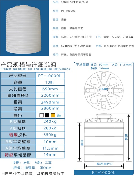 10噸污水PE水箱詳情