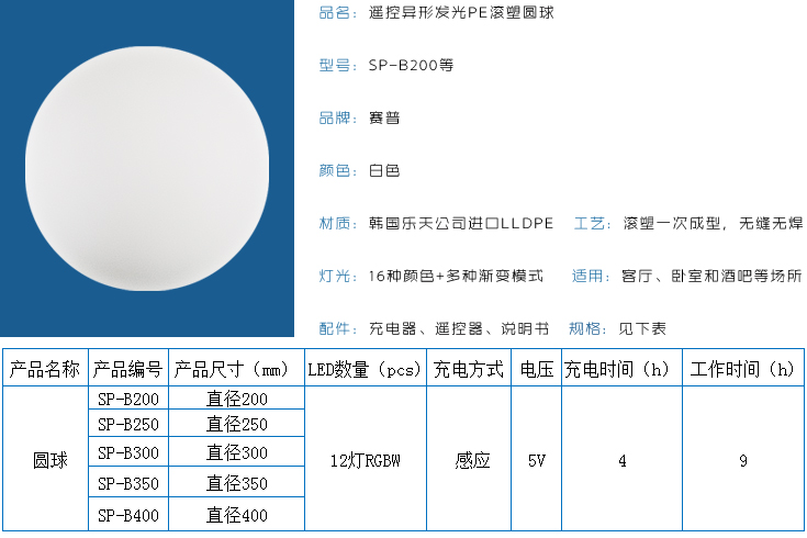 遙控異形發光PE滾塑圓球